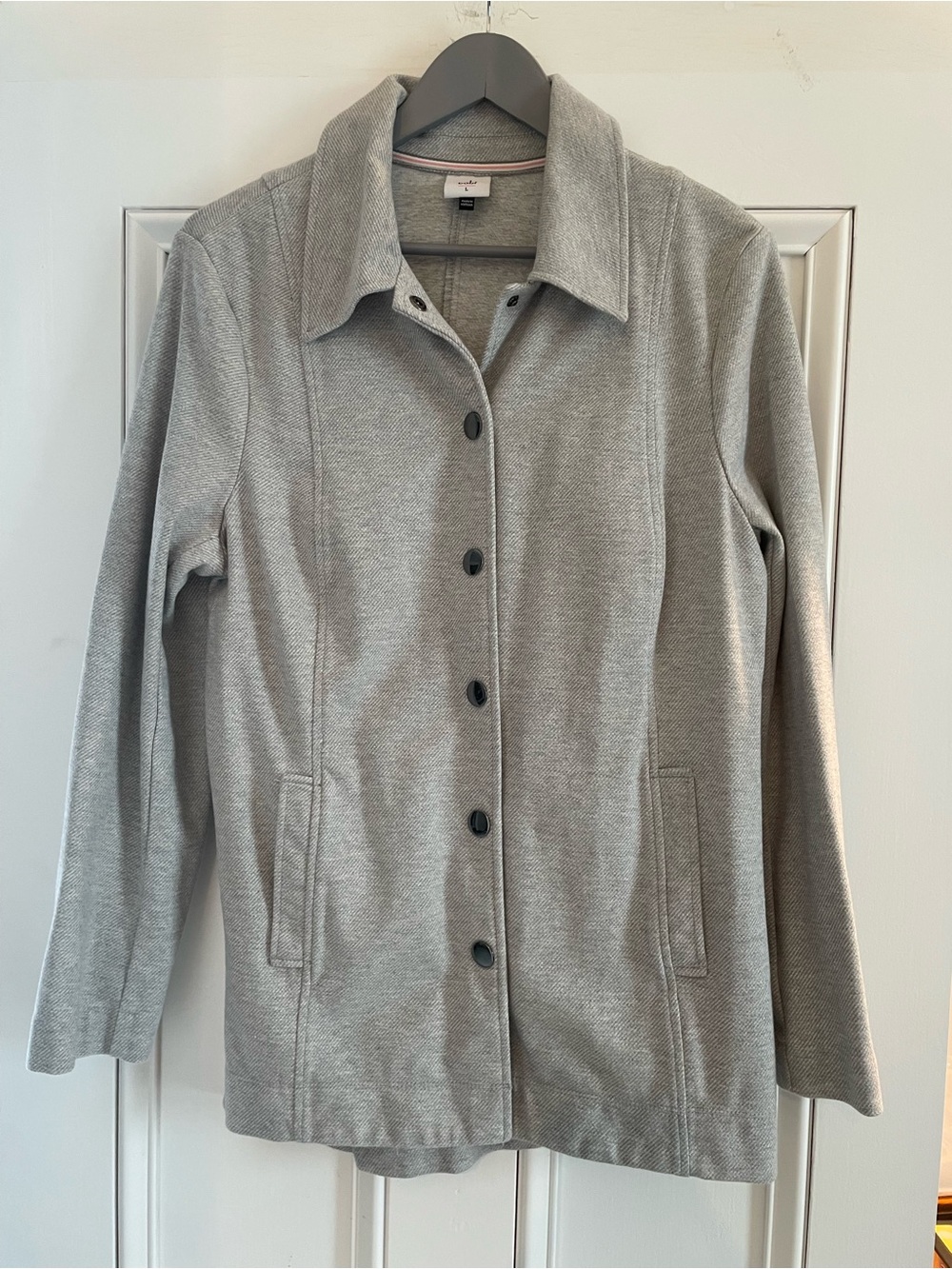 CAbi Light Gray Button-Front Blazer Coat